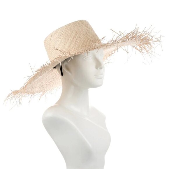 New Eugenia Kim Valentina Frayed Edge Palm Straw Adjustable Nude/Multi Sun Hat main image 3